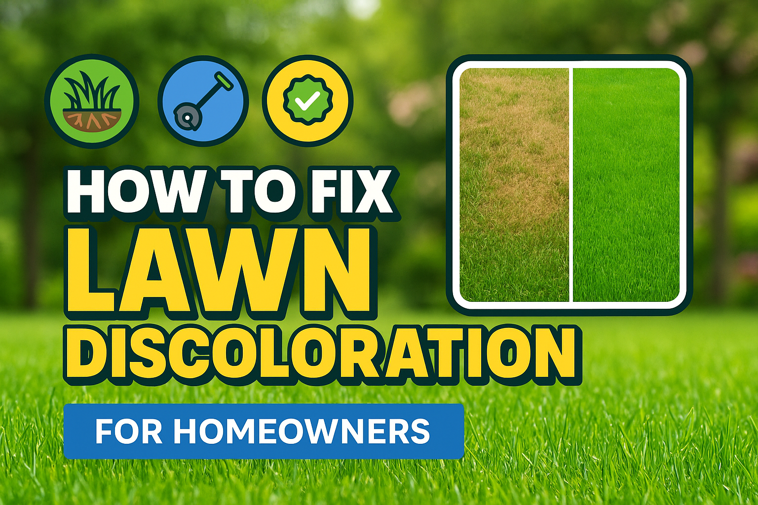 How To Fix Lawn Discoloration - lawn care blog header image