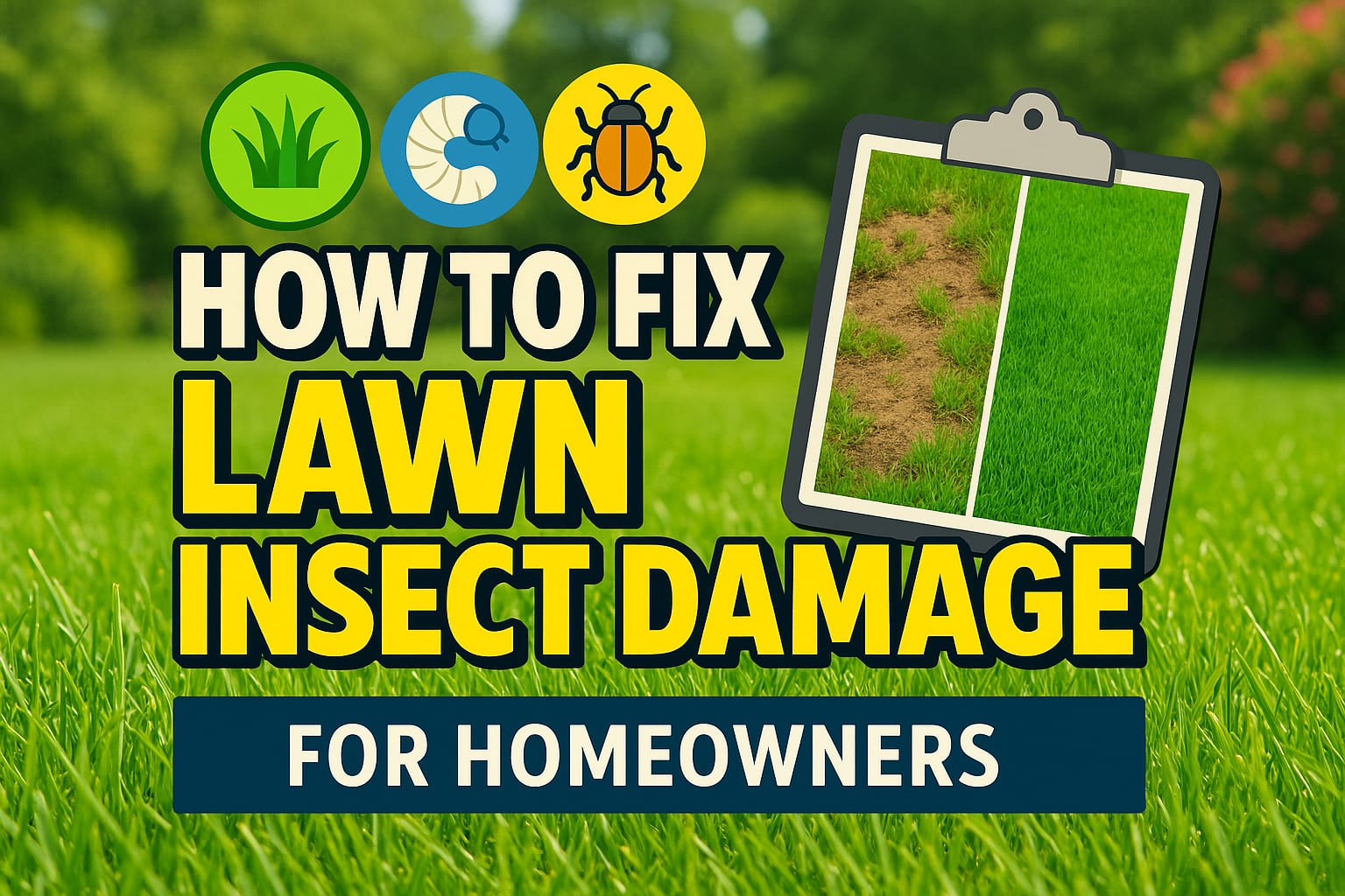 How To Fix Lawn Insect Damage - lawn care blog header image