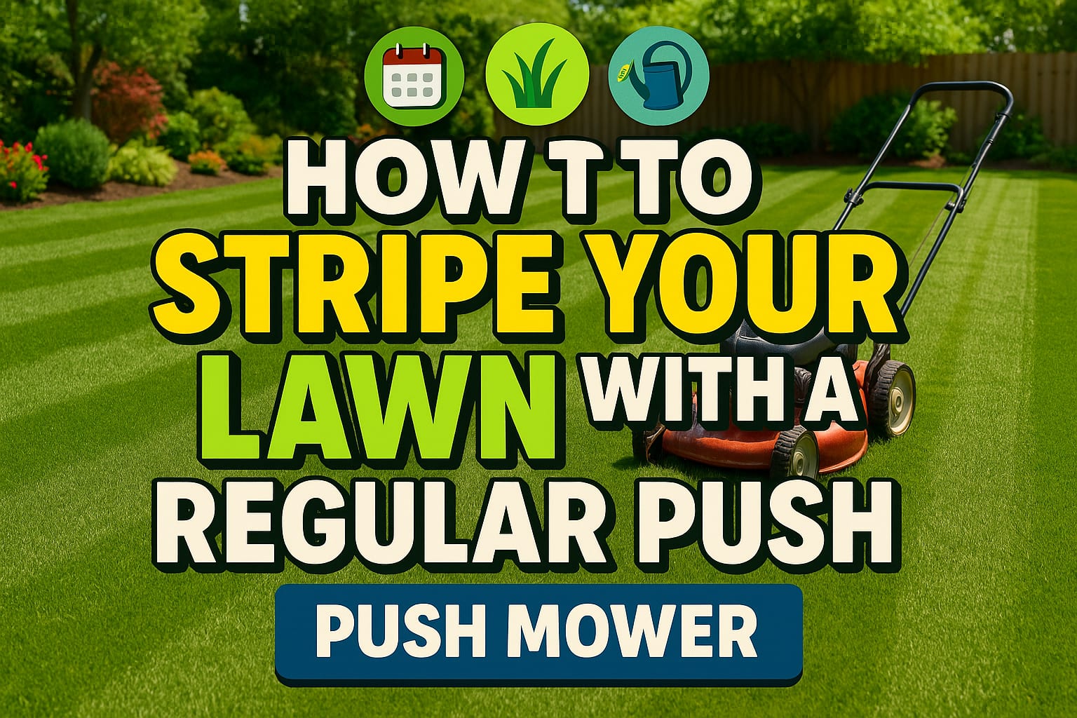 How to Stripe Your Lawn With a Regular Push Mower - lawn care blog header image