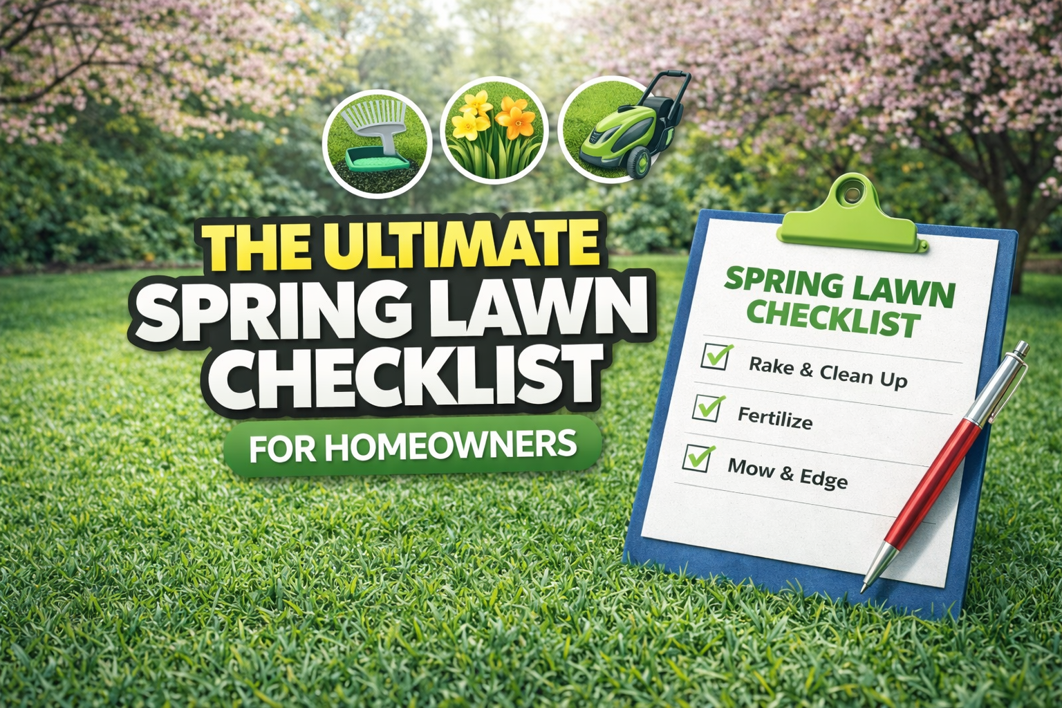 The Ultimate Spring Lawn Checklist for Homeowners - lawn care blog header image