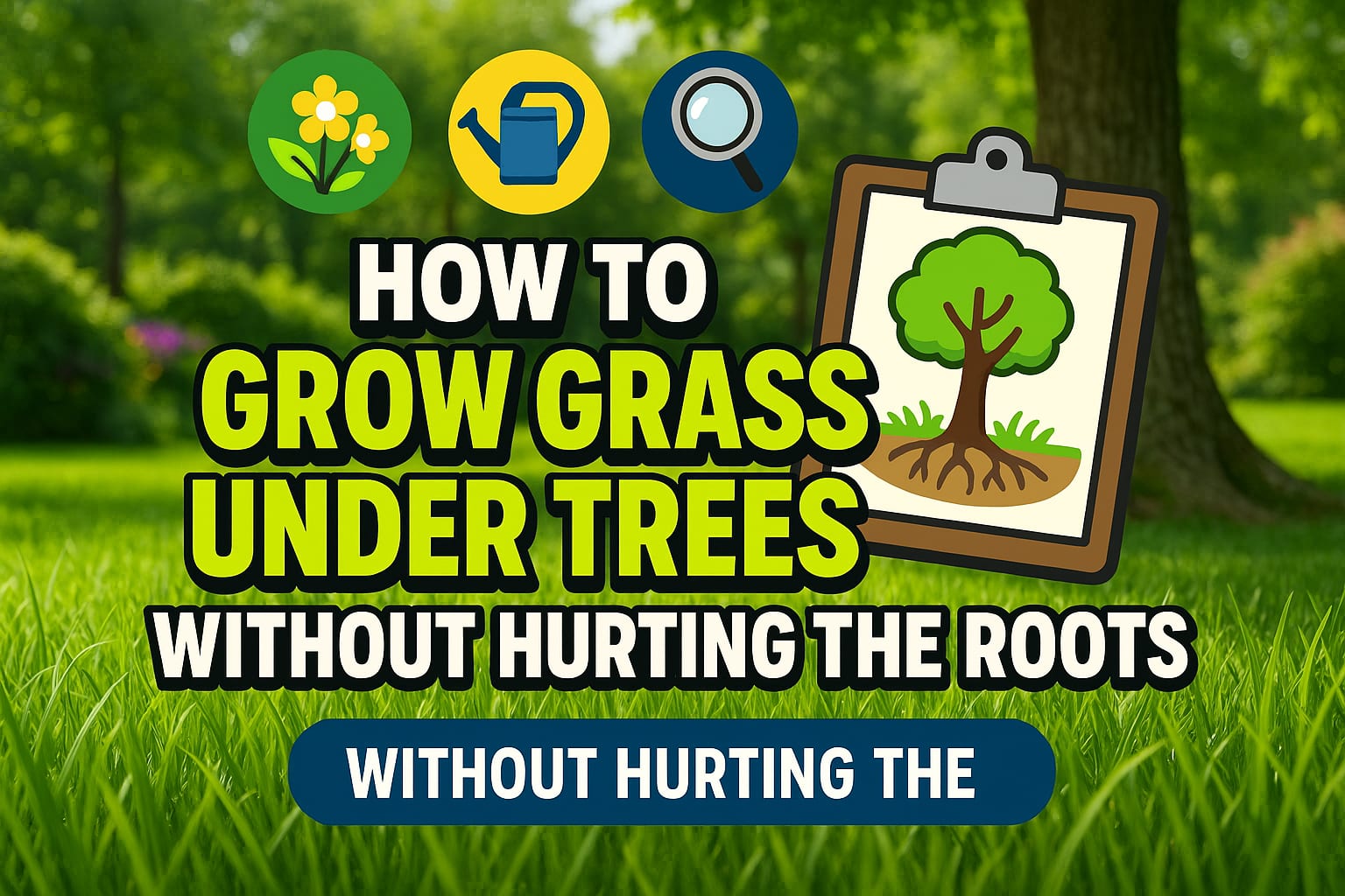 How to Grow Grass Under Trees Without Hurting the Roots - lawn care blog header image
