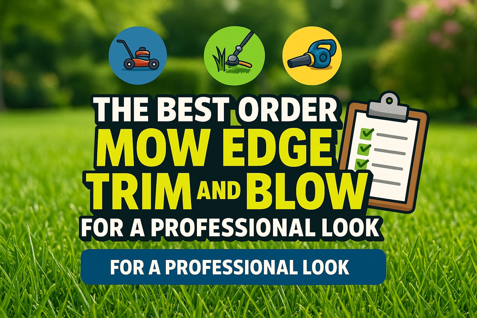The Best Order to Mow, Edge, Trim, and Blow for a Professional Look - lawn care blog header image