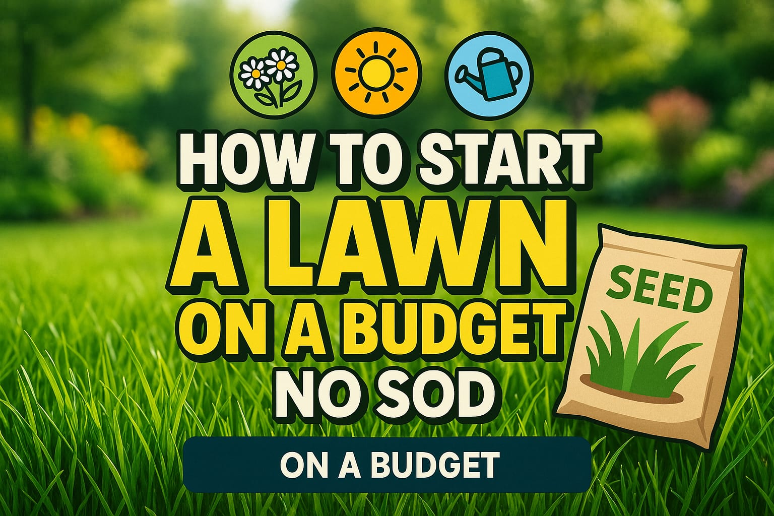 How to Start a Lawn From Seed on a Budget (No Sod) - lawn care blog header image