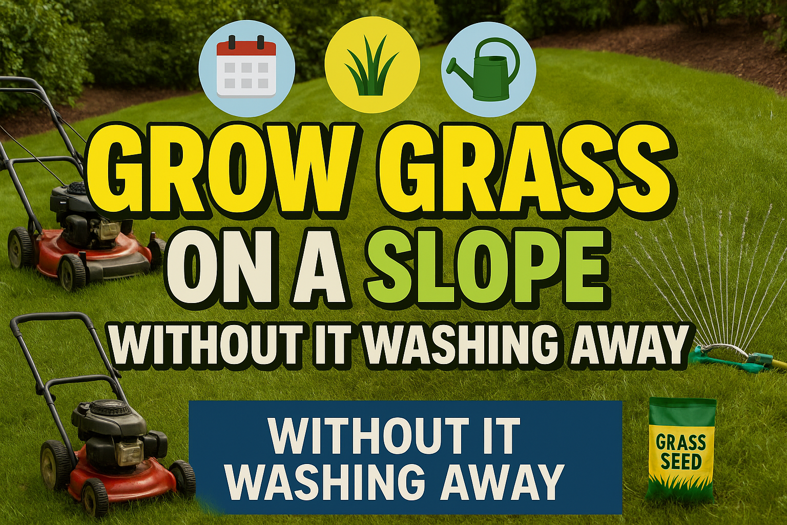 How to Grow Grass on a Slope Without It Washing Away - lawn care blog header image