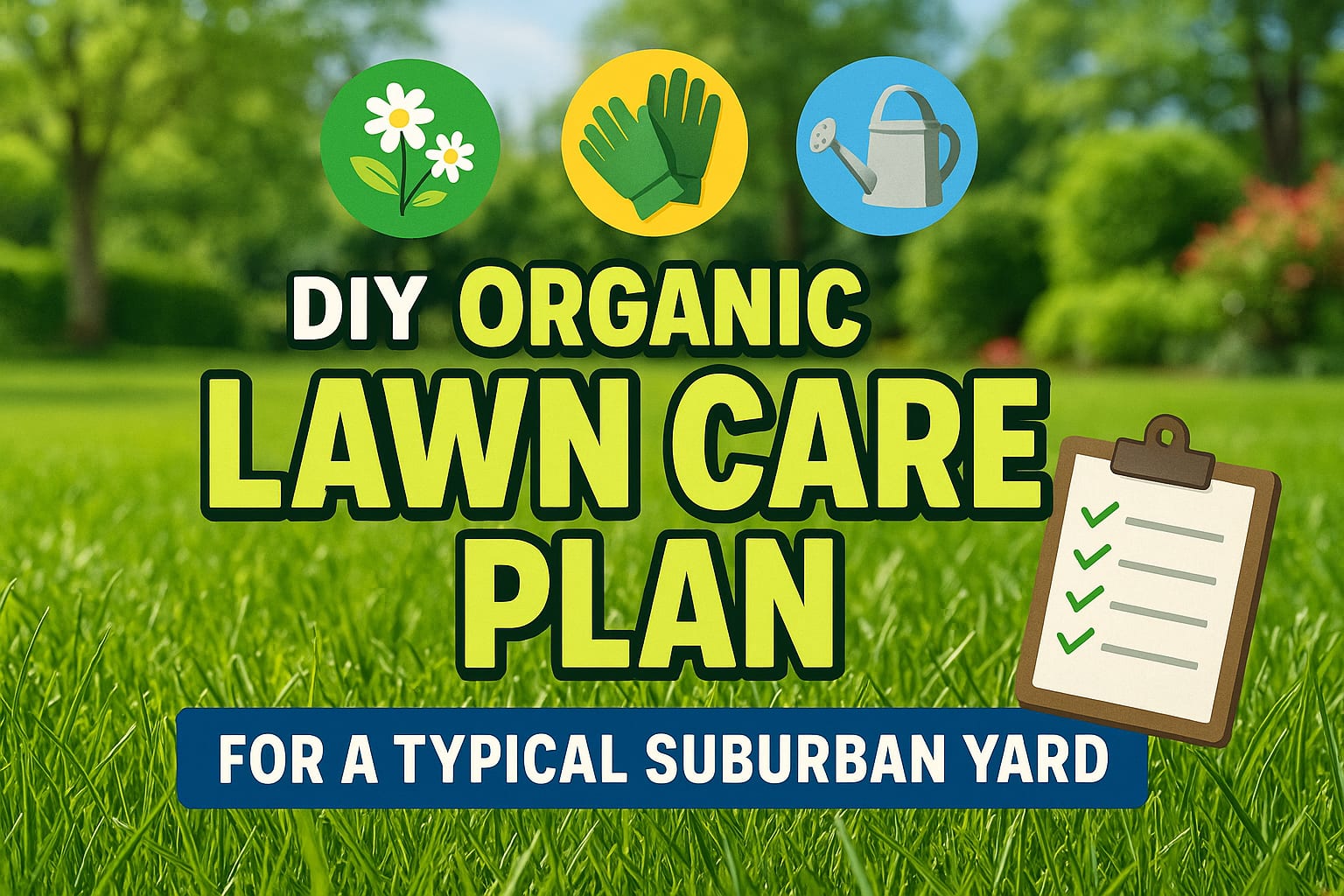 DIY Organic Lawn Care Plan for a Typical Suburban Yard - lawn care blog header image