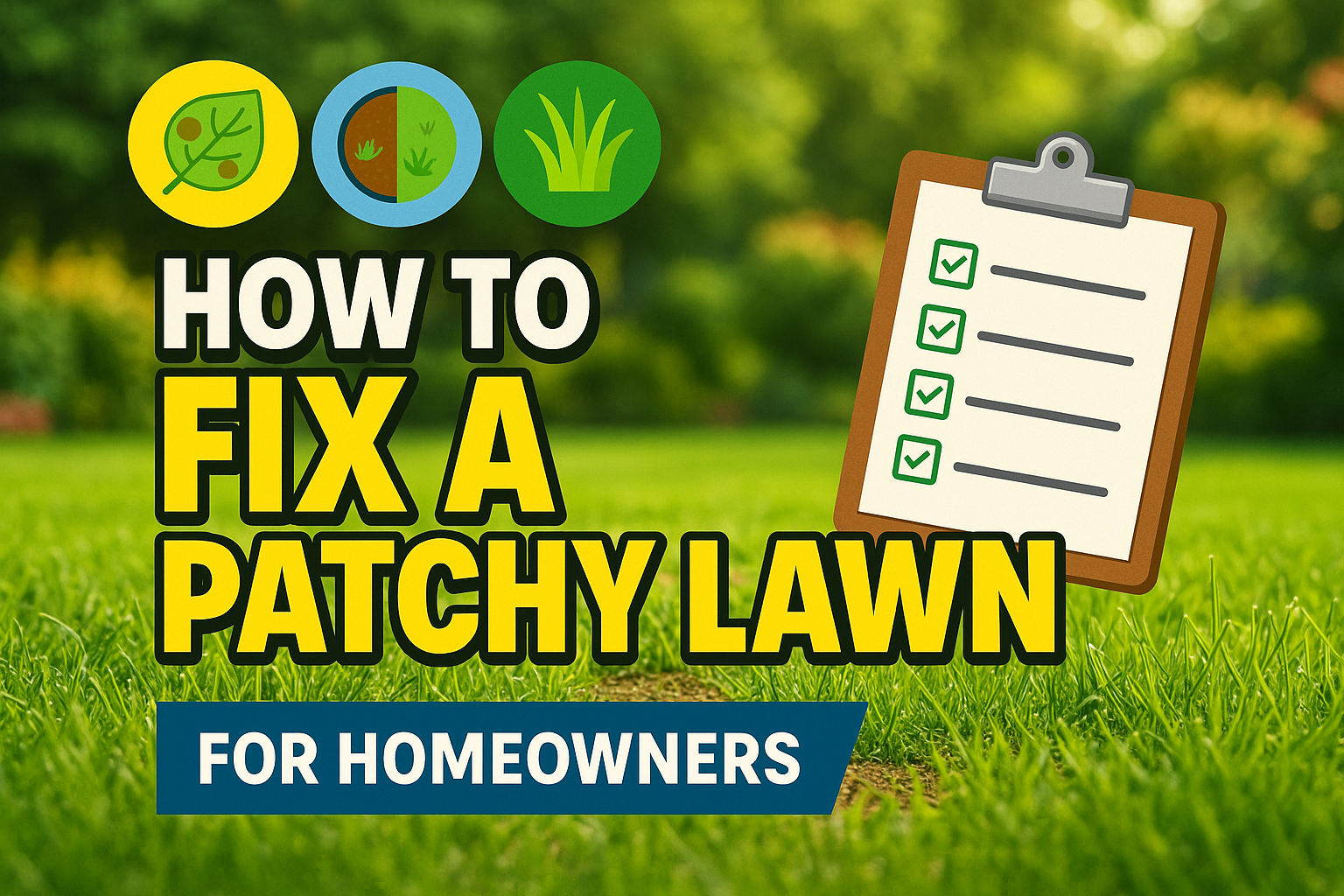 How To Fix A Patchy Lawn - lawn care blog header image