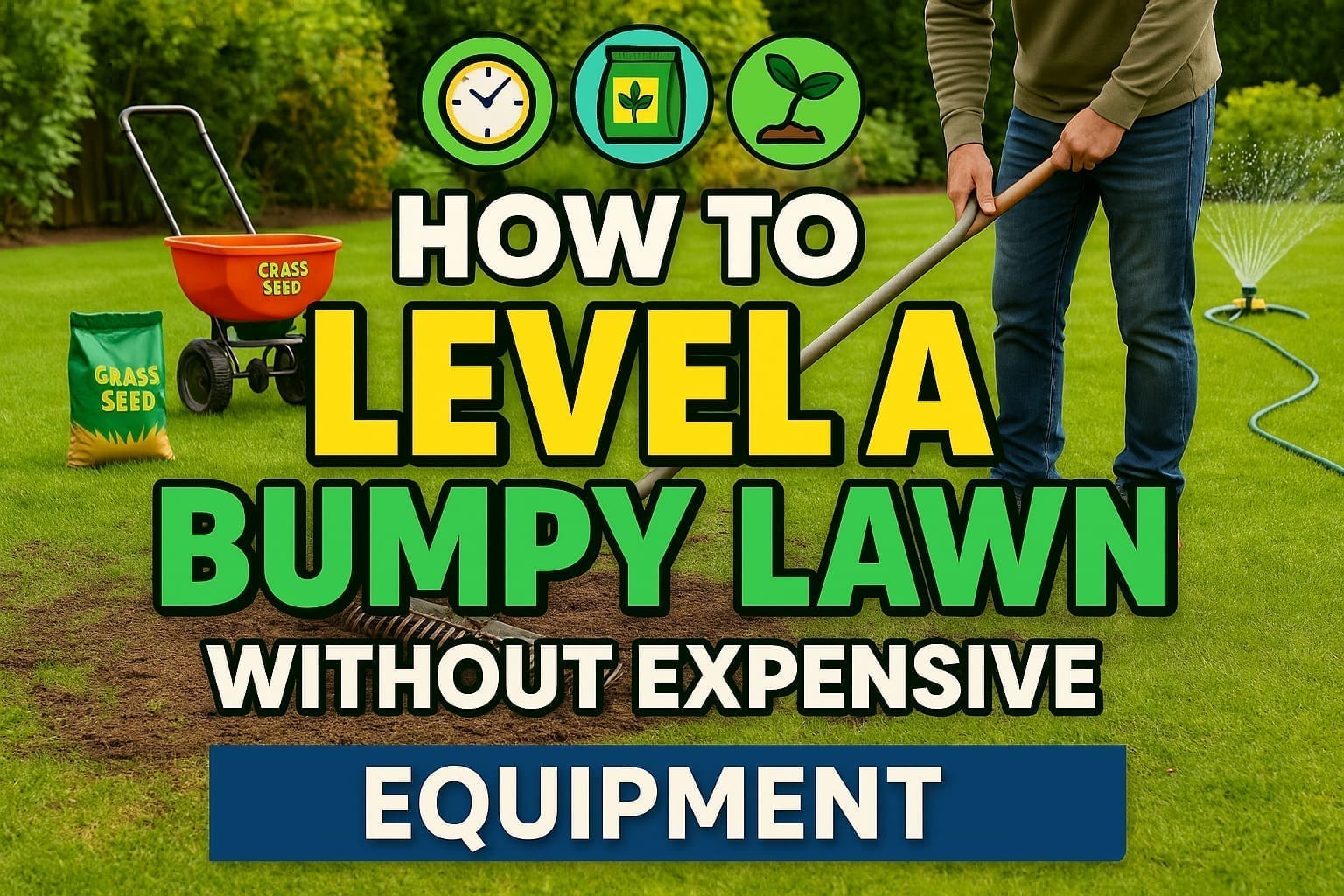 How to Level a Bumpy Lawn Without Expensive Equipment - lawn care blog header image