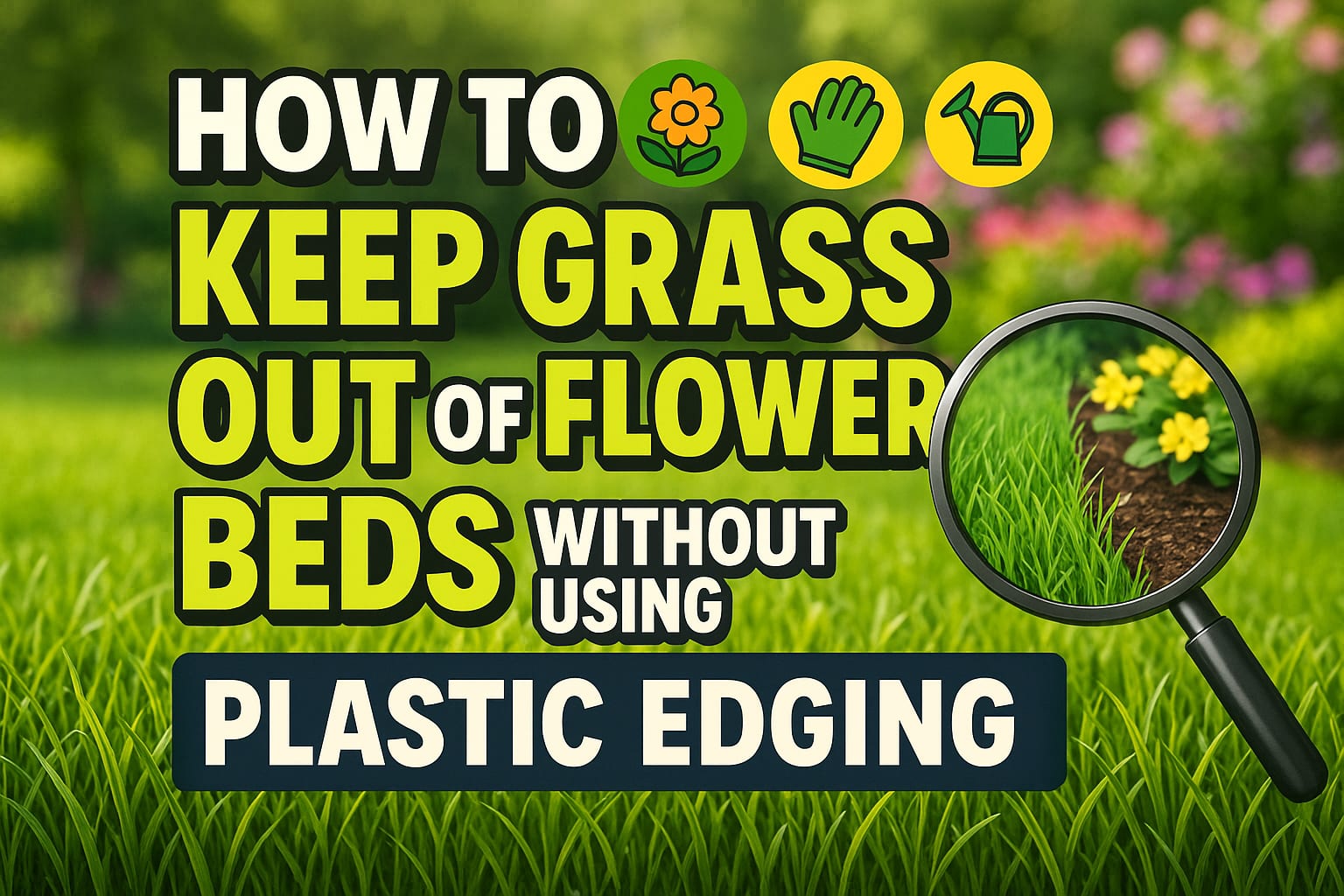 How to Keep Grass Out of Flower Beds Without Using Plastic Edging - lawn care blog header image