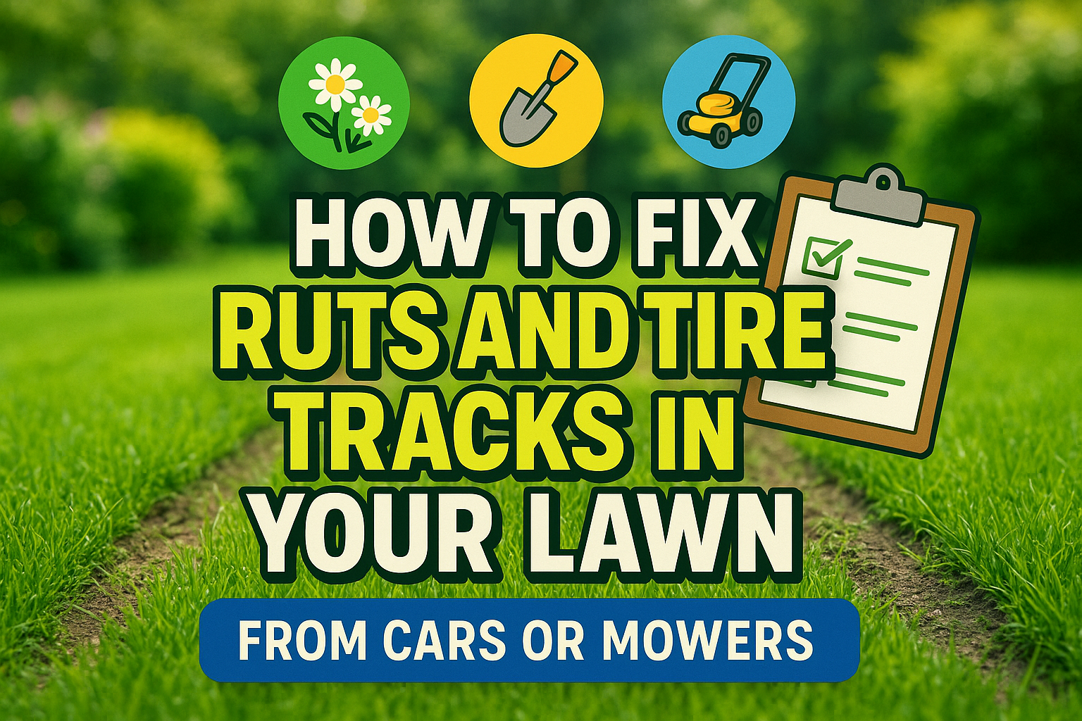 How to Fix Ruts and Tire Tracks in Your Lawn From Cars or Mowers - lawn care blog header image