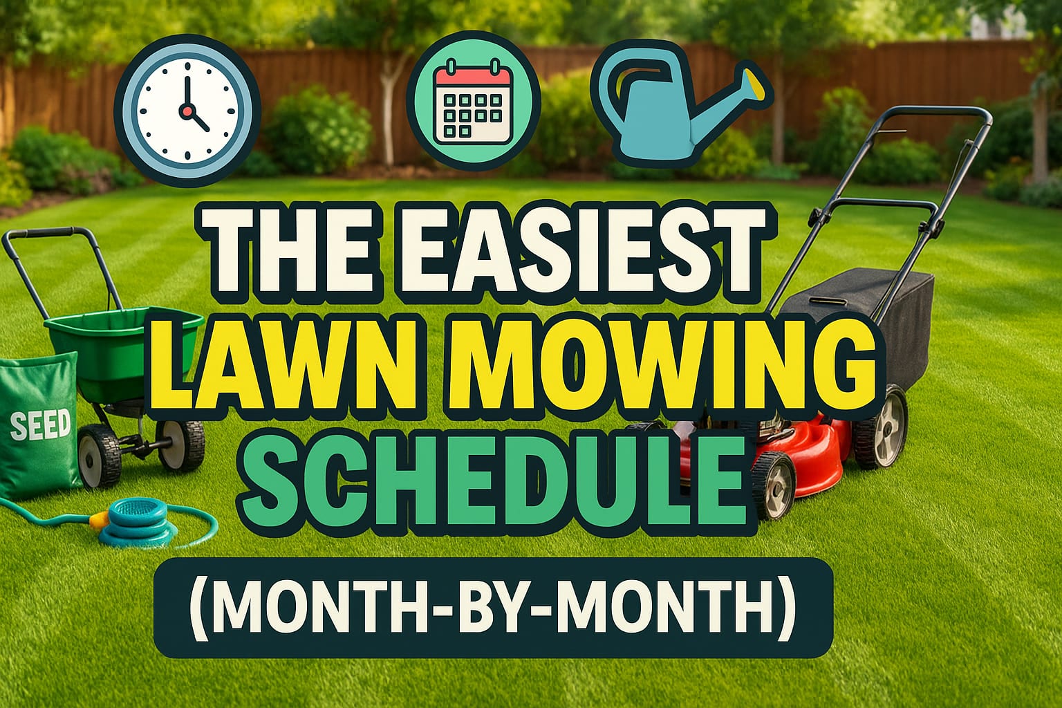 The Easiest Lawn Mowing Schedule for Beginners (Month-by-Month) - lawn care blog header image