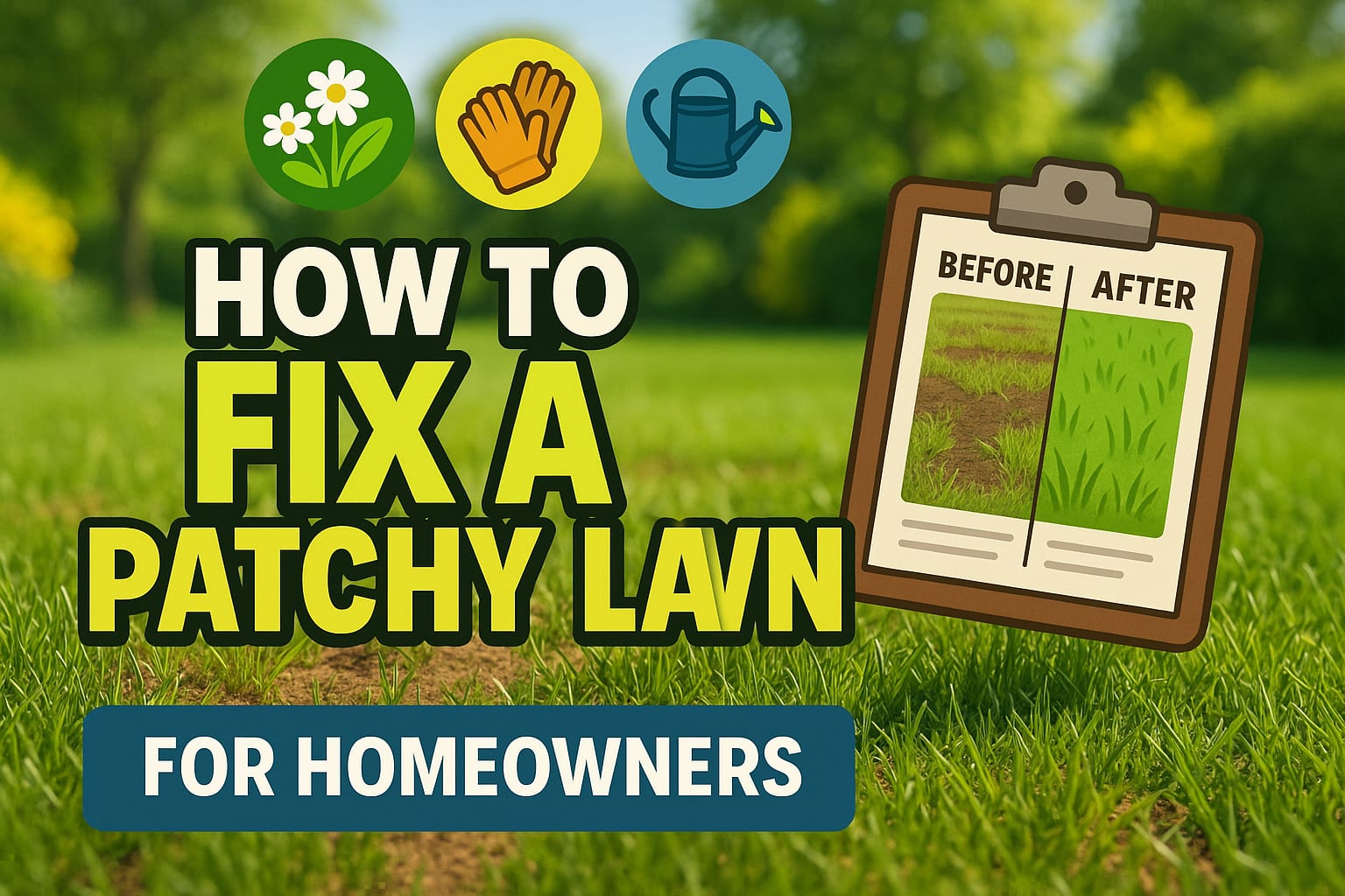 How To Fix A Patchy Lawn - lawn care blog header image