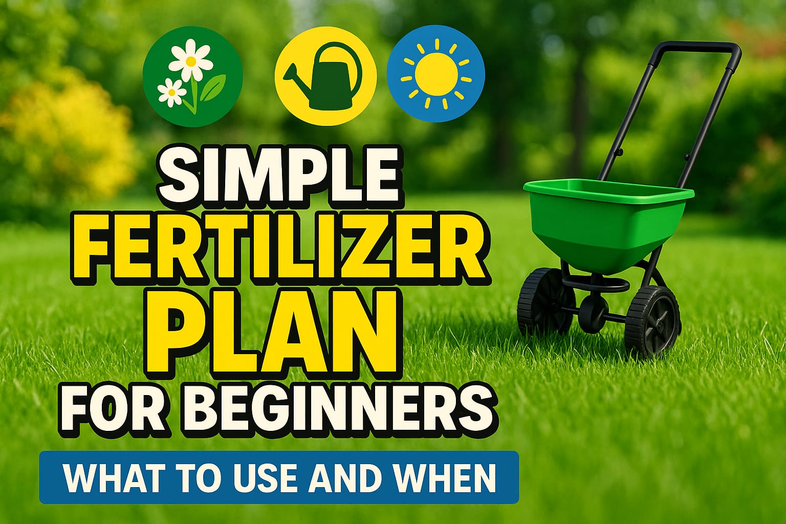 Simple Fertilizer Plan for Beginners (What to Use and When) - lawn care blog header image